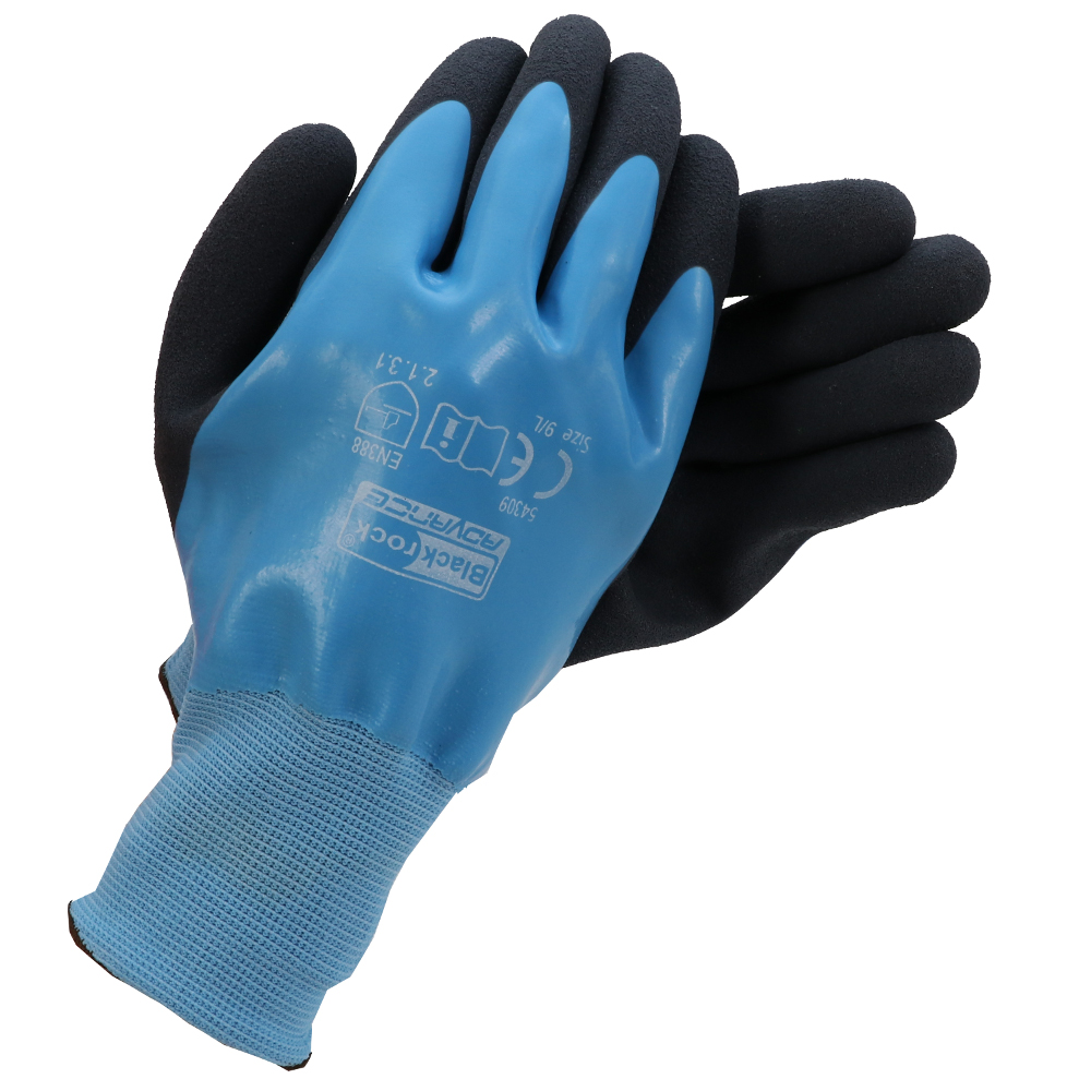 XL 12 Pairs Blackrock Green Latex Coated Safety Work Gloves 10