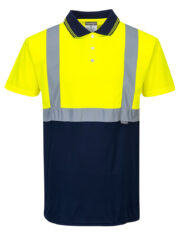 S479 Hi Vis Polo Shirt Fluro Yellow-Navy